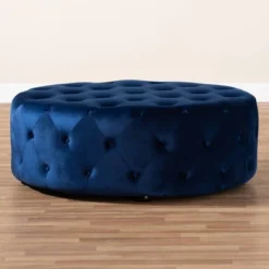 Cardiff Velvet Fabric Upholstered Button Tufted Cocktail Ottoman Blue - Baxton Studio -Baxton Studio GUEST 955e5a46 18fd 4fab 84fc 5f17d176fa7e