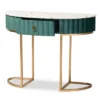 1 Drawer Beale Velvet Upholstered And Brushed Console Table Green/Gold - Baxton Studio -Baxton Studio GUEST 969c7ade 3c0f 4c49 8d14 bccd857fca48