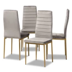 4pc Armand Velvet Fabric Upholstered And Metal Dining Chair Set - Baxton Studio -Baxton Studio GUEST 969ea76b 11da 4041 9042 c6c933d7aea7