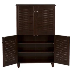 Winda Modern And Contemporary 4-Door Wooden Entryway Shoes Storage Cabinet - Dark Brown - Baxton Studio 12 Winda Modern And Contemporary 4-Door Wooden Entryway Shoes Storage Cabinet - Dark Brown - Baxton Studio -Baxton Studio GUEST 96ad8d57 e68a 4ba3 8e72 76c05dabd952