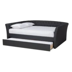 Delora Upholstered Daybed With Trundle - Baxton Studio