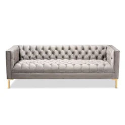 Zanetta Velvet Finished Sofa Gray - Baxton Studio -Baxton Studio GUEST 978dedc2 8923 4e08 aa93 cf897fbe893c