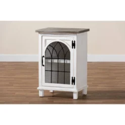 Faron Wood 1 Door Nightstand White/Oak Brown - Baxton Studio -Baxton Studio GUEST 97ca9a9d c62c 4867 be7f 801f467b061d