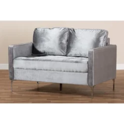 Baxton Studio Clara Velvet Fabric Upholstered 2 Seater Loveseat Gray - BaxtonStudio -Baxton Studio GUEST 981103ea 6f6c 410d 8970 3b0e9fcabfc2