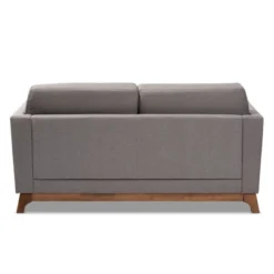 Baxton Studio Sava Fabric Upholstered Walnut Wood 2 Seater Loveseat Gray - BaxtonStudio -Baxton Studio GUEST 98593054 8b1b 4704 9a5e 46163c5b8eff