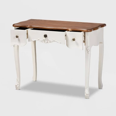 Sophie Small 3 Drawer Wood Console Table White/Brown - Baxton Studio 3 Sophie Small 3 Drawer Wood Console Table White/Brown - Baxton Studio
