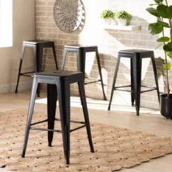4pc Horton Metal Stackable Counter Stool Set - Baxton Studio -Baxton Studio GUEST 9974c57c da25 45d1 af99 3f55338c8ed1