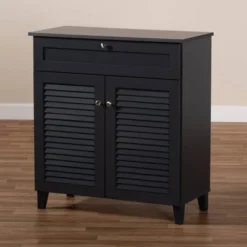 Shelf Wood Shoe Storage Cabinet With Drawer Coolidge Finished Dark Gray - Baxton Studio -Baxton Studio GUEST 9984c3dd f884 4b2d a9a7 baf4359c4400