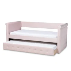 Amaya Velvet Daybed With Trundle - Baxton Studio -Baxton Studio GUEST 9996e93a 1a53 4542 b856 818b4ae11606
