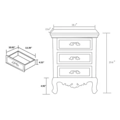 Levron And Antique Wood 3 Drawer Nightstand Walnut Brown/Antique White - Baxton Studio -Baxton Studio GUEST 99b74c51 7005 42b0 9583 31a529f992c9