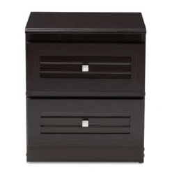 Carine Modern And Contemporary Finished 2 Drawer Nightstand Dark Brown - Baxton Studio -Baxton Studio GUEST 99fe862b ea17 44dd a440 6f9cd56b274f