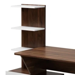 Tobias Two-Tone Wood Storage Computer Desk With Shelves Walnut - Baxton Studio -Baxton Studio GUEST 9a046470 c654 478f 8947 f75ecd569b63