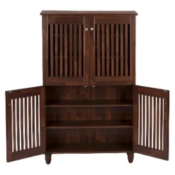 Fernanda Modern And Contemporary 4-Door Wooden Entryway Shoes Storage Tall Cabinet - Oak Brown - Baxton Studio -Baxton Studio GUEST 9a06535d 1c8e 43a9 b64d d062c711dddd
