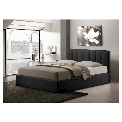 Queen Templemore Black Leather Contemporary Bed - Baxton Studio 7 Queen Templemore Black Leather Contemporary Bed - Baxton Studio - Image 5