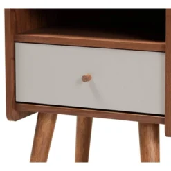 Elario Wood 1 Drawer Nightstand White/Walnut/Brown - Baxton Studio -Baxton Studio GUEST 9b03456c 530b 4920 ae65 9da33131303e