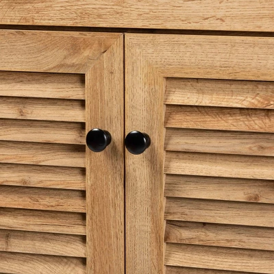 Coolidge Wood 5 Shelf Storage Cabinet Oak Brown - Baxton Studio 6 Coolidge Wood 5 Shelf Storage Cabinet Oak Brown - Baxton Studio - Image 4