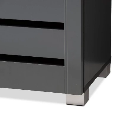 3 Door Adalwin Wooden Entryway Shoe Storage Cabinet Gray - Baxton Studio 8 3 Door Adalwin Wooden Entryway Shoe Storage Cabinet Gray - Baxton Studio - Image 6