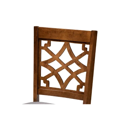 Set Of 4 Mael Fabric Upholstered Wood Dining Chairs Gray/Walnut - Baxton Studio 4 Set Of 4 Mael Fabric Upholstered Wood Dining Chairs Gray/Walnut - Baxton Studio - Image 2