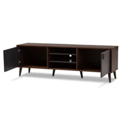 Samuel Finished TV Stand For TVs Up To 55" Walnut Brown/Dark Gray - Baxton Studio -Baxton Studio GUEST 9c31d321 48c3 43a3 bd9b 97826e313509