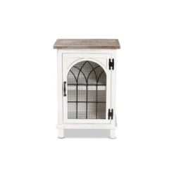 Faron Wood 1 Door Nightstand White/Oak Brown - Baxton Studio -Baxton Studio GUEST 9d933cb7 a720 4941 ad35 6629d2b08186