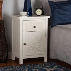 Lambert Wood 1 Drawer Nightstand White - Baxton Studio -Baxton Studio GUEST 9db03d69 cffc 42e6 b1ea f321a0abac9c