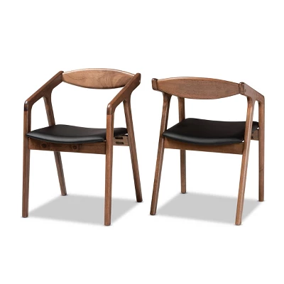 2pc Harland Faux Leather Upholstered And Wood Dining Chair Set - Baxton Studio 11 2pc Harland Faux Leather Upholstered And Wood Dining Chair Set - Baxton Studio - Image 9