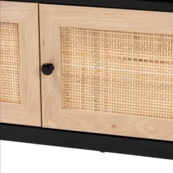 Declan Wood And Natural Rattan 3 Door TV Stand Espresso Brown/Black - Baxton Studio -Baxton Studio GUEST 9edb490e 01c2 46e8 97bc 82cf7fee5602
