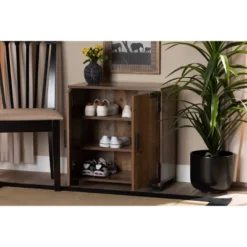 2 Door Cyrille Wood Shoe Cabinet Brown - Baxton Studio -Baxton Studio GUEST 9f22d16b 0bd9 42dd 8620 5cec17f393db
