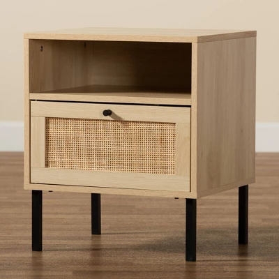 Caterina Wood And Natural Rattan 1 Door End Table Natural Brown/Black - Baxton Studio 10 Caterina Wood And Natural Rattan 1 Door End Table Natural Brown/Black - Baxton Studio - Image 8