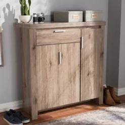 Laverne Modern And Contemporary Oak Finished Shoe Cabinet Brown - Baxton Studio -Baxton Studio GUEST a12c4aef 6daa 45b0 bd3b 0ab7dd8bee2d