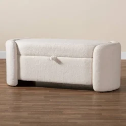 Oakes Boucle Upholstered Storage Bench Ivory - Baxton Studio -Baxton Studio GUEST a1549988 8a3d 4885 84eb 6d42eaa4521b