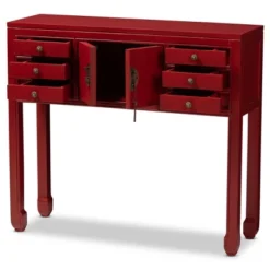 Melodie 6 Drawer Console Table Red - Baxton Studio -Baxton Studio GUEST a15e09dd 598d 4223 9ee7 14e3a2a58cd4