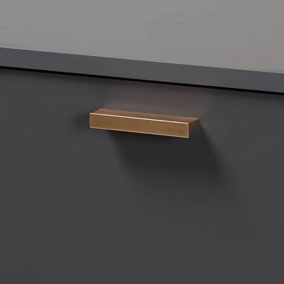 Kelson Wood 3 Door Cabinet Dark Gray/Gold - Baxton Studio 6 Kelson Wood 3 Door Cabinet Dark Gray/Gold - Baxton Studio - Image 4