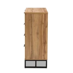 Franklin Wood And Metal 5 Drawer Bedroom Chest Oak/Black - Baxton Studio -Baxton Studio GUEST a32757c1 6b7b 4043 91a1 aedee56da6d9