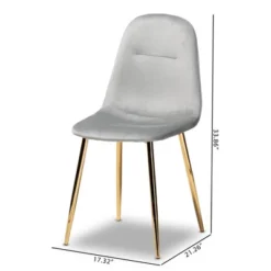 Set Of 4 Elyse Velvet Upholstered Metal Dining Chairs - Baxton Studio -Baxton Studio GUEST a356ee8e 4982 4669 9a3d b25dc0267772