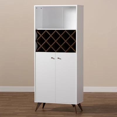 Baxton Studio Serafino And Walnut Finished Wood Wine Cabinet White/Brown - BaxtonStudio 5 Baxton Studio Serafino And Walnut Finished Wood Wine Cabinet White/Brown - BaxtonStudio - Image 3