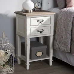 Dauphine 2 Drawer Provincial Style Oak And Distressed Finish Wood Nightstand White - Baxton Studio -Baxton Studio GUEST a38f138d ebd7 4459 aa51 ad4479de1cff
