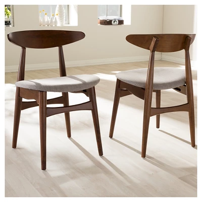 6pc Dining Set Flora Mid-Century Modern Finishing Wood Light Gray/Medium Brown - Baxton Studio 4 6pc Dining Set Flora Mid-Century Modern Finishing Wood Light Gray/Medium Brown - Baxton Studio - Image 2