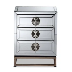 Laken 3 Drawers Mirrored Nightstand - Baxton Studio -Baxton Studio GUEST a3ac1de8 5152 406b a6ad 0f821a0343da