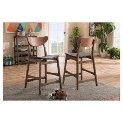 24" Latina Mid - Century Modern Faux Leather Upholstered Wood Finishing Counter Height Barstool Black - Baxton Studio 7 24" Latina Mid - Century Modern Faux Leather Upholstered Wood Finishing Counter Height Barstool Black - Baxton Studio -Baxton Studio GUEST a3eb7a45 e8a2 4c61 8006 e6cc2b2bb1ee