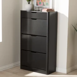 Cayla Modern And Contemporary Wood Shoe Cabinet - Black - Baxton Studio -Baxton Studio GUEST a461f92b 03d3 49f9 a8b7 7b125fee708b