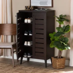 Salma Wood 2 Door Shoe Storage Cabinet Dark Brown - Baxton Studio 20 Salma Wood 2 Door Shoe Storage Cabinet Dark Brown - Baxton Studio -Baxton Studio GUEST a466da0d 9b80 4b5f 9ebc e7b909b206bb