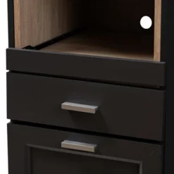Fabian Oak Finished Kitchen Cabinet With Roll Out Compartment Dark Gray/Brown - Baxton Studio -Baxton Studio GUEST a46edb20 a47f 4209 b22e 2d77d8e0d803
