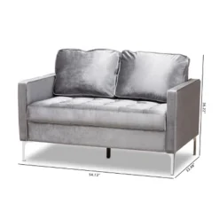 Baxton Studio Clara Velvet Fabric Upholstered 2 Seater Loveseat Gray - BaxtonStudio -Baxton Studio GUEST a4715d64 87a8 4209 937c d4e7827fb55a