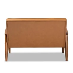 Sorrento Mid-Century Faux Leather Upholstered Wood Loveseat Walnut/Brown - Baxton Studio -Baxton Studio GUEST a4c7317a 77ee 483b a6c0 2a23b52efe49