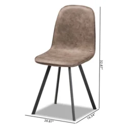 Set Of 4 Filicia Imitation Leather Upholstered Metal Dining Chairs Gray/Brown - Baxton Studio -Baxton Studio GUEST a4dd5ec7 5b77 4bc6 ba9f ef4da4e7bc0c
