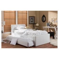 Twin Cosmo Modern And Contemporary Faux Leather Trundle Bed White - Baxton Studio 9 Twin Cosmo Modern And Contemporary Faux Leather Trundle Bed White - Baxton Studio -Baxton Studio GUEST a59a4114 b827 4137 954e 48371381234d