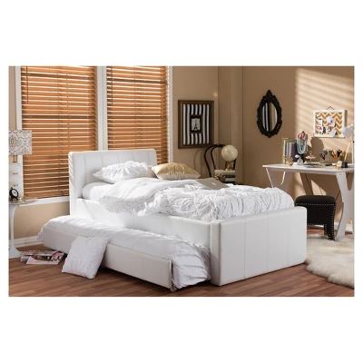 Twin Cosmo Modern And Contemporary Faux Leather Trundle Bed White - Baxton Studio 6 Twin Cosmo Modern And Contemporary Faux Leather Trundle Bed White - Baxton Studio - Image 4