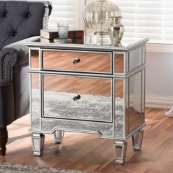 Sussie Hollywood Regency Glamour Style Mirrored 2 - Drawer Nightstand - Baxton Studio 13 Sussie Hollywood Regency Glamour Style Mirrored 2 - Drawer Nightstand - Baxton Studio -Baxton Studio GUEST a5a6ef60 7c34 4aff 8375 402e9e84f99f