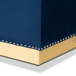 Powell Velvet Fabric Upholstered And PU Leather Ottoman Gold/Blue - Baxton Studio 14 Powell Velvet Fabric Upholstered And PU Leather Ottoman Gold/Blue - Baxton Studio -Baxton Studio GUEST a5d44907 715b 42c8 b943 f9e416ada09d